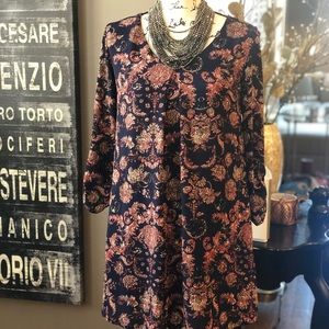 Lush Navy Floral Dress